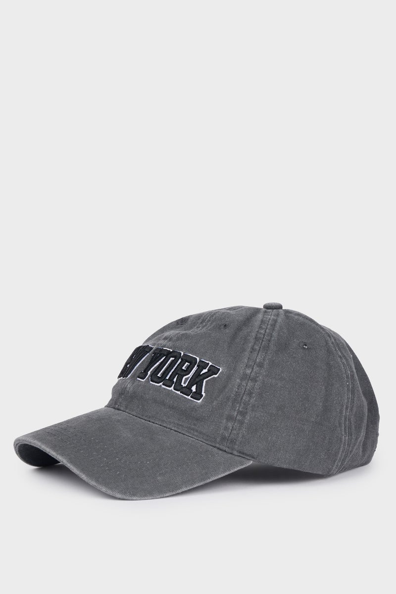 DeFacto Grey Man Boy Embroidered Cotton Cap Casual - Image 1